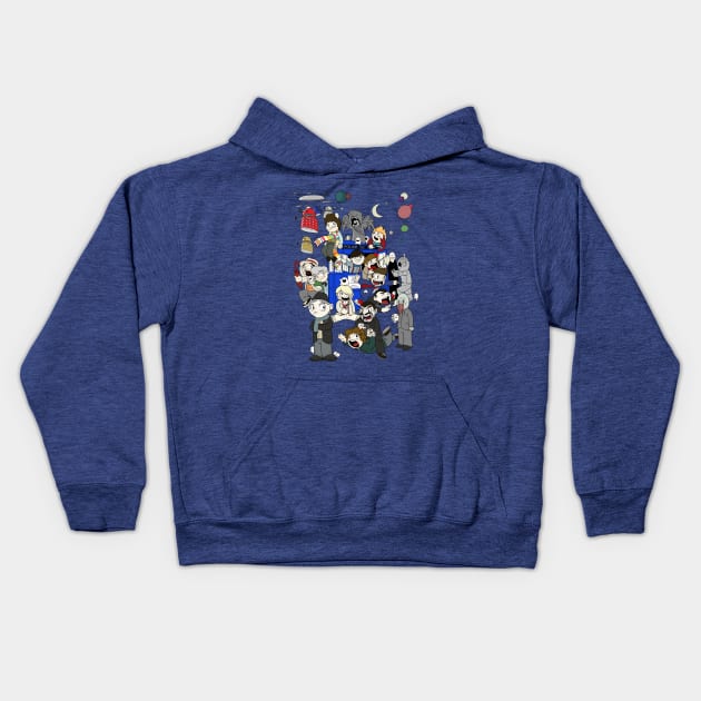 Eleven Doctors & a Tardis Kids Hoodie by chrismcquinlanart